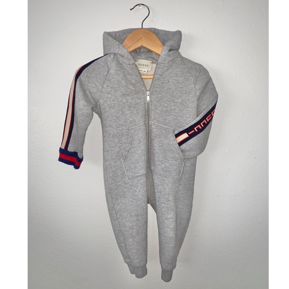 GUCCI BABY GREY HOODIE SLEEPSUIT - Picture 3 of 7